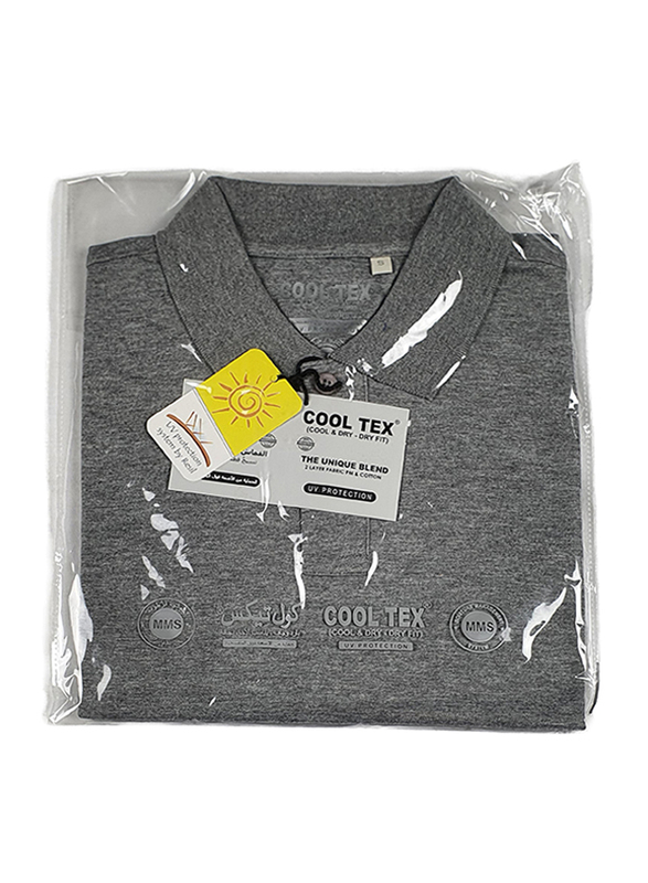 Milano Group Cooltex Ready Stock Polo Shirt for Men, Large, Heather Grey