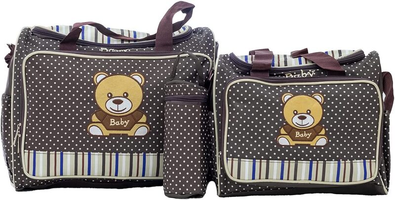 Bear Print Nursing Bag, 3 Pieces, Brown