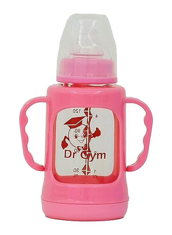 

Rikang 150ml Silicon Cover Spill Proof BPA Free Comfortable Feeding Bottle, Pink