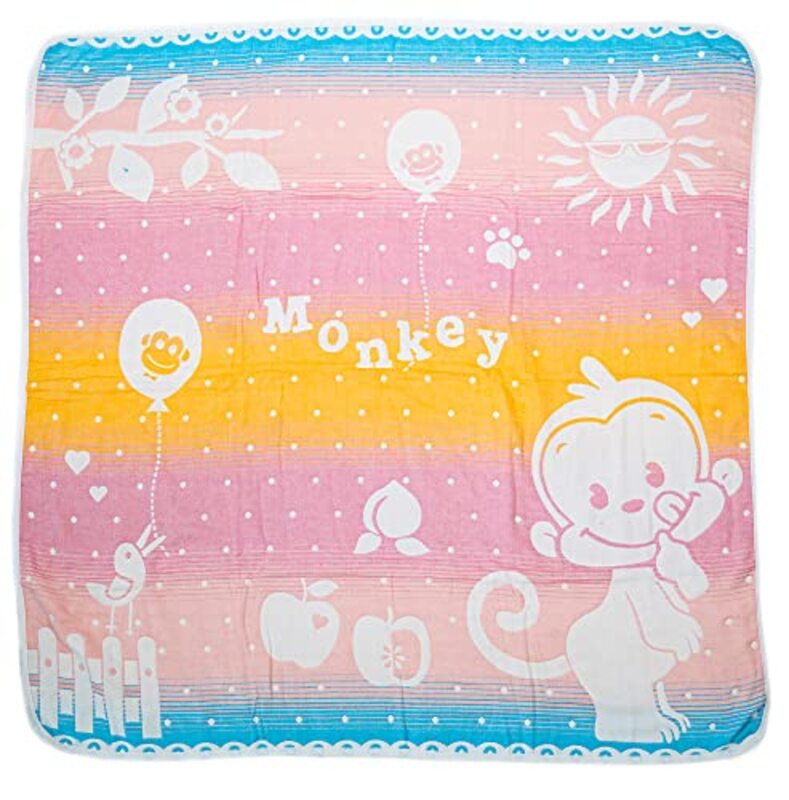 Monkey Print Blanket for Babies, Newborn, Pink