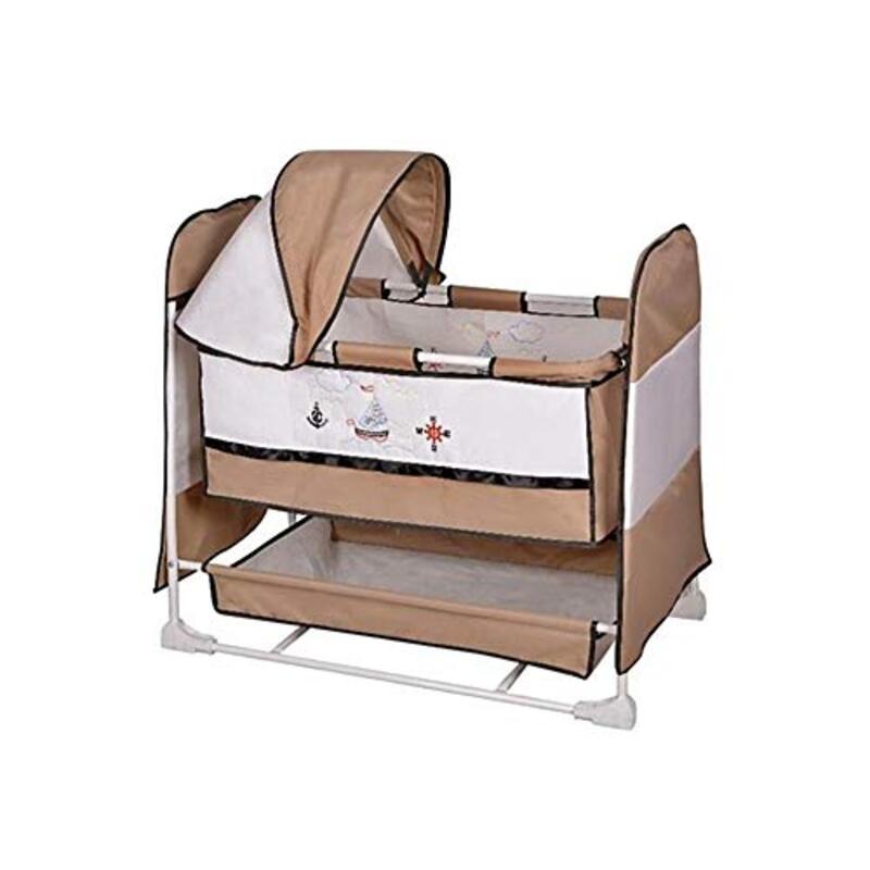 Portable Swingable Cradle Crib with Mosquito Net & Soft Fiber Mattress, 0-1.5 Years, Red