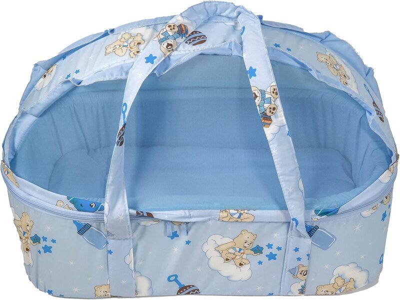 Baby Carry Cot with Mosquito Net, Newborn, Blue