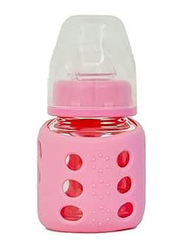 

Rikang 60ml Silicon Cover Spill Proof BPA Free Comfortable Feeding Bottle, Pink