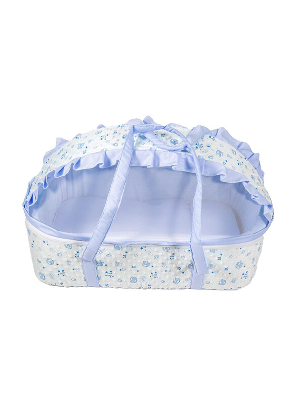 

Generic Bear Print Carry Cot with Mosquito Net, Blue