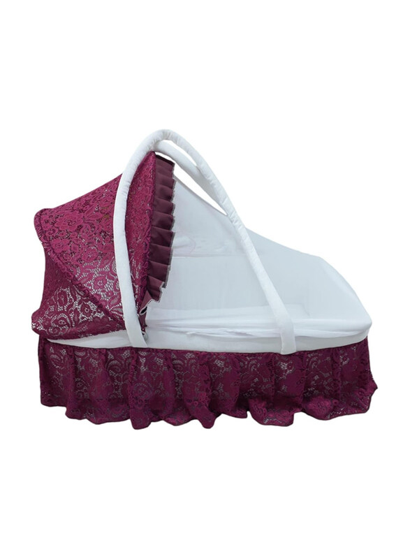 

Rikang Baby Carry Cot with Canopy, Burgundy Lace Pattern, Red