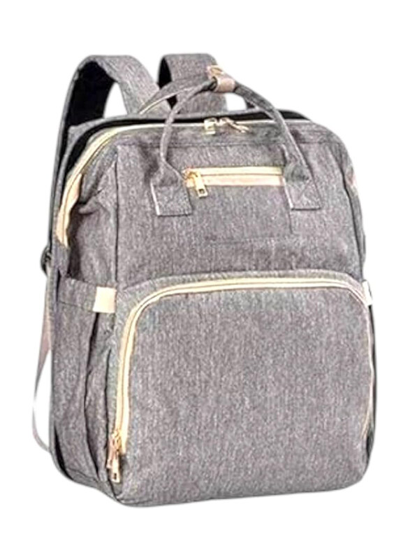 

Rikang Multifunctional Diaper Bag Backpack with Portable Crib, 2-in-1 Travel Baby Bed, Grey