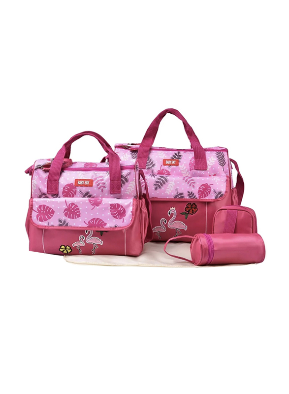 Mummy Bag with Burd Printed Design, 4 Piece, Pink