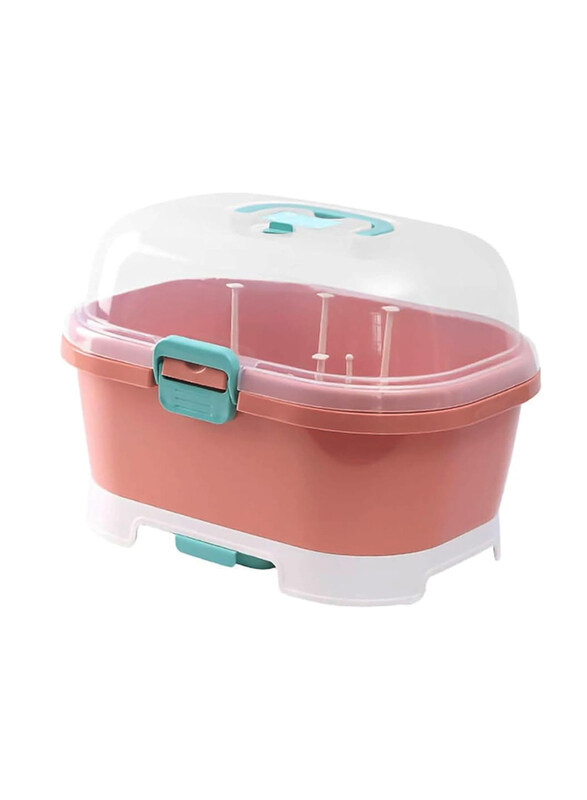

Rikang Baby Bottle Drying Rack with Cover, Coral Pink