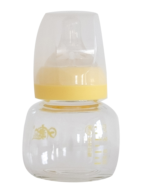 Baby Feeding Bottle, 80ml, Yellow/Clear