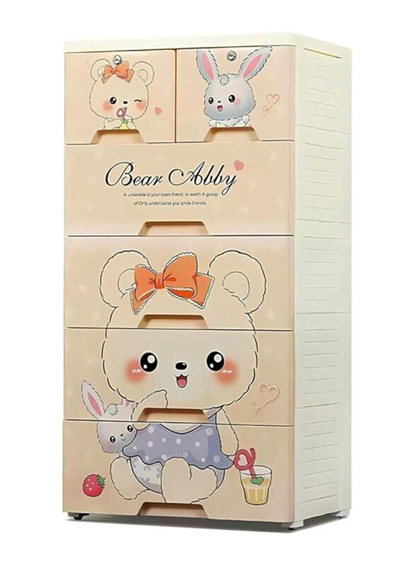 

Rikang 6-Drawer Bear Abby Kids Storage Cabinet, Beige