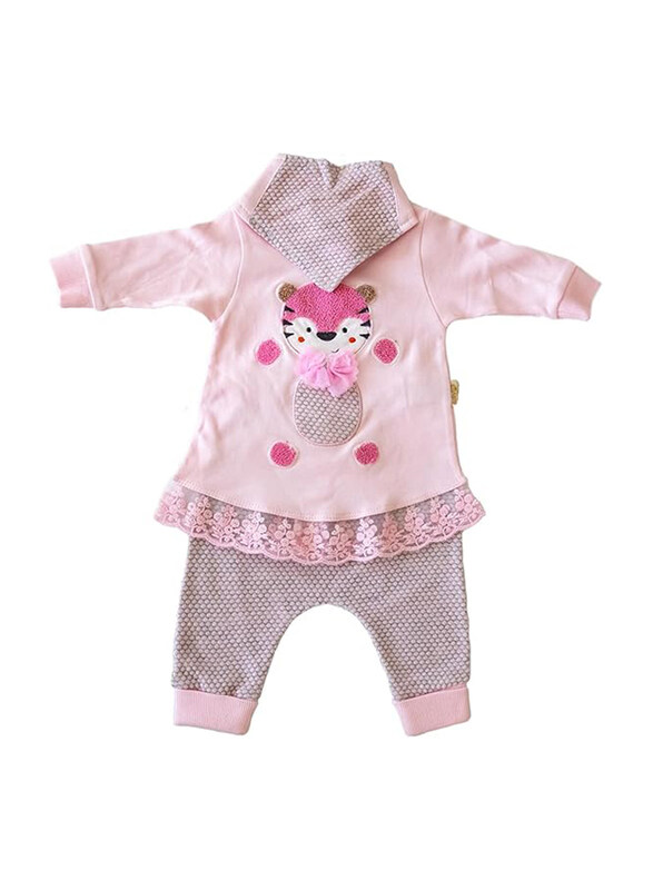 

Rikang Cotton Baby Girl Clothing Set, 3 Pieces, Newborn, Pink