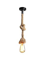 Vintage Rope Hanging Ceiling Light, Black/Brown