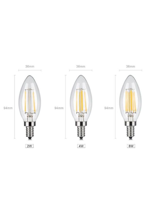 2-Piece LED Filament Candle Bulb, Multicolour