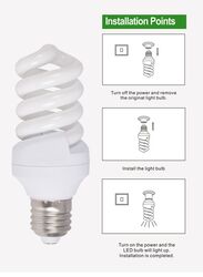 Vmax 20W E27 Energy Saver Cool Day Light Bulb, 2 Pieces, White