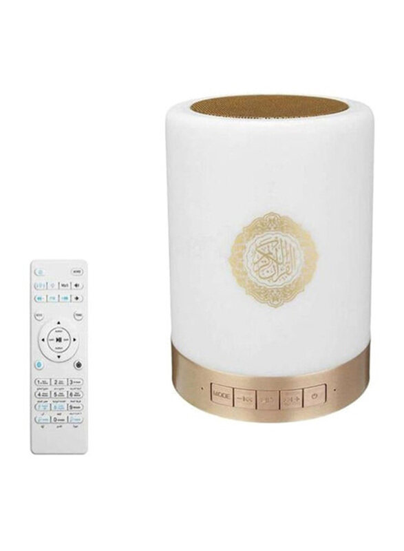 

Generic Quran LED Lamp Bluetooth Speaker with Remote, White/Gold