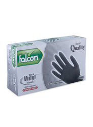Falcon Lavish Vinyl Powder Free Black Gloves, Large, 100 Pieces