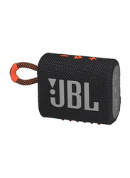JBL Go3 Portable Bluetooth Speaker, Black/Orange