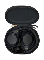 سماعات اذن سوني لاسلكية بلوتوث بتصميم على الاذن وخاصية الغاء الضوضاء مع مايكروفون, WH-1000XM4, أسود