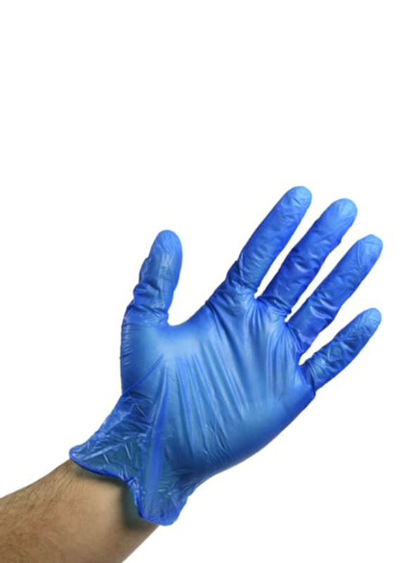 Falcon Lavish Blue Vinyl Pre Powder Gloves, Large, 100 Pieces