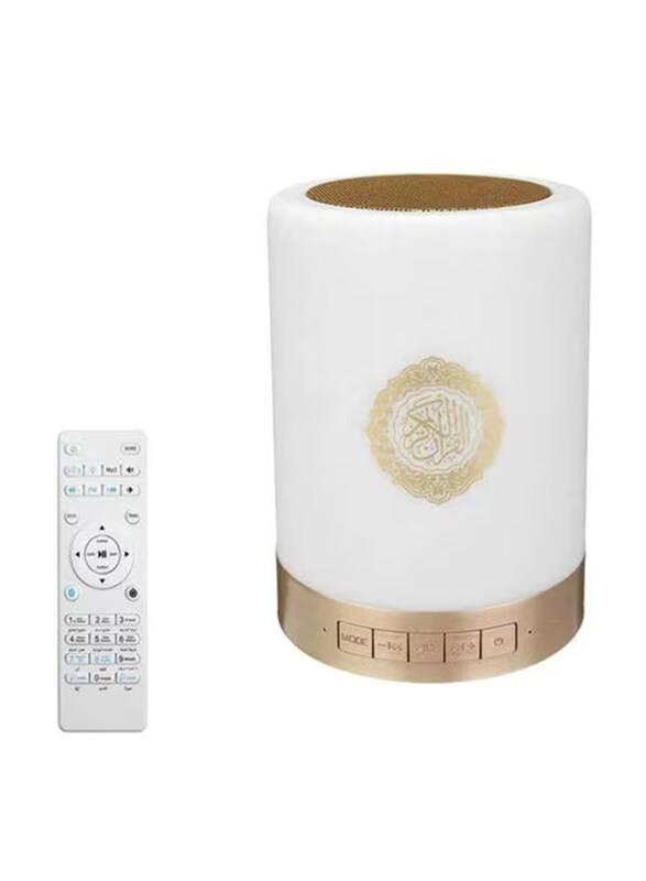 

Generic Quran LED Lamp Bluetooth Speaker With Remote, White/Gold