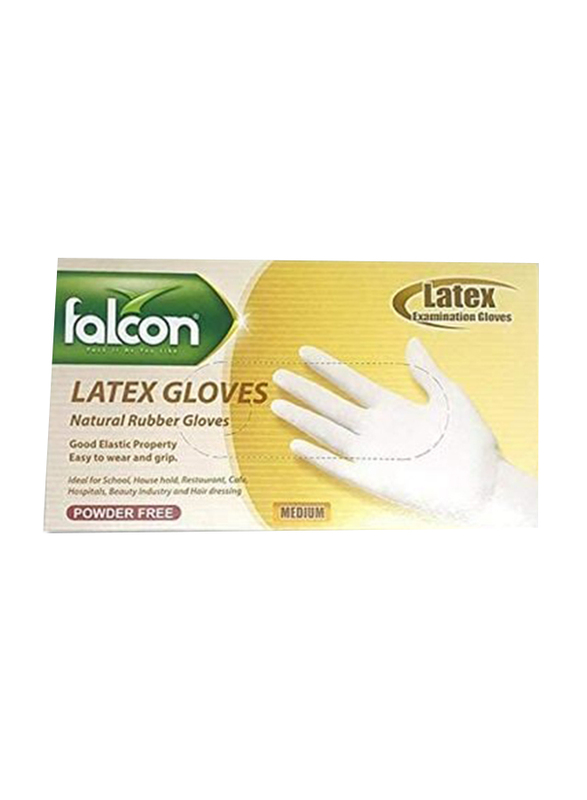 Falcon Latex Powder Free Gloves, 100 Pieces