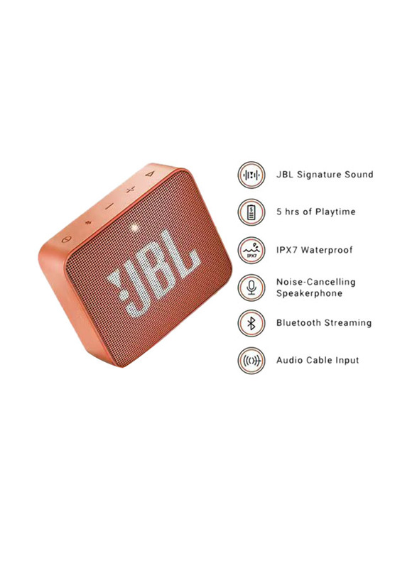 JBL Go2 Portable Bluetooth Speaker, Orange
