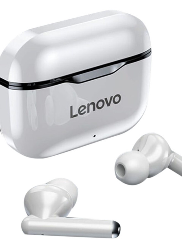 Lenovo LP1 Flagship Premium Edition True Wireless In-Ear Noise Cancelling Headphones with Smart Touch Control, White/Black