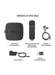 Roku Ultra Streaming Media Player 4K/HD/HDR with Premium JBL Headphones, Black