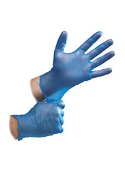 Falcon Lavish Blue Vinyl Powder Free Gloves, Medium, 100 Pieces