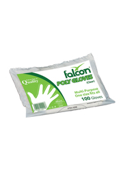 Falcon Lavish Clear Bio-Degradable PE Plastic Gloves, 200 Pieces
