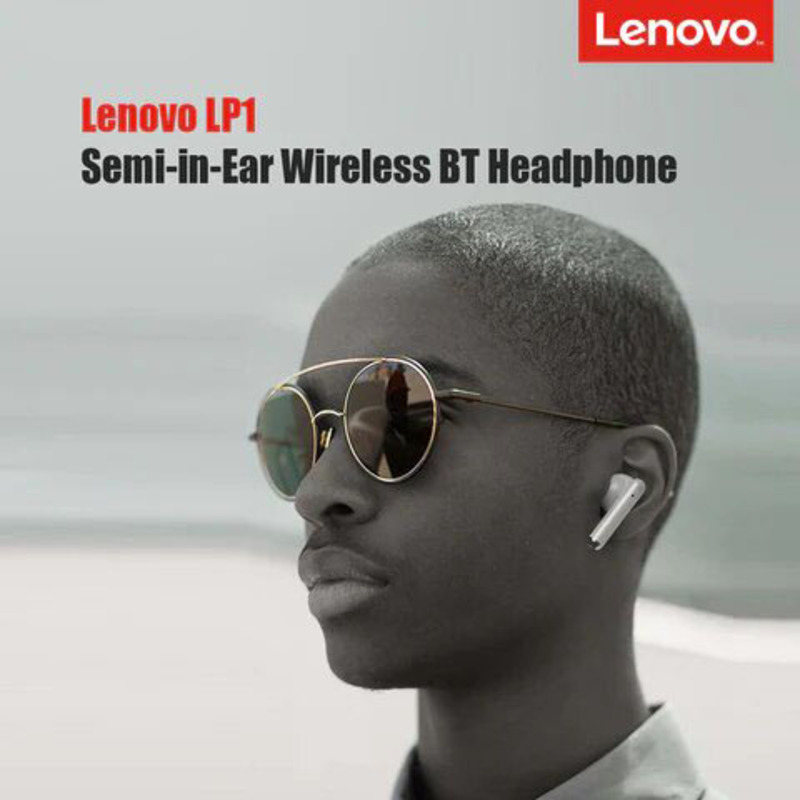 Lenovo LP1 Flagship Premium Edition True Wireless In-Ear Noise Cancelling Headphones with Smart Touch Control, White