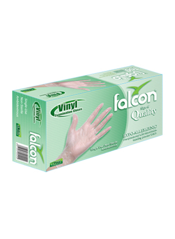 Falcon Powder Free White Gloves, Medium, 100 Pieces
