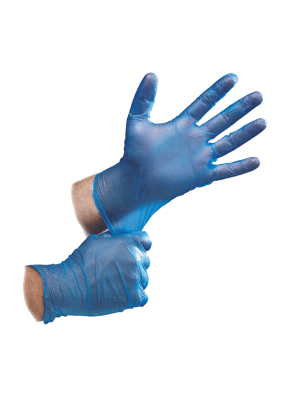 Falcon Lavish Blue Vinyl Pre Powder Gloves, Large, 100 Pieces