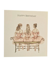 Three Ballerina Birthday Greeting Card, Multicolour