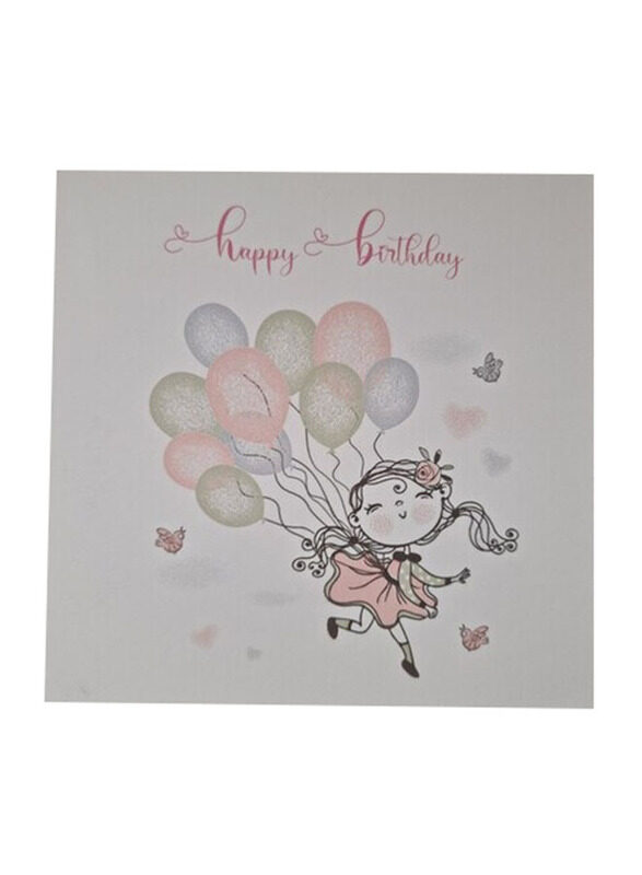 

Generic Girl With Balloons Happy Birthday Greeting Card, Multicolour