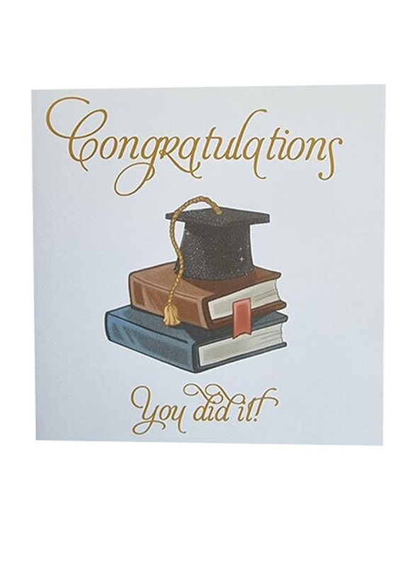 Congratulations You Did It! Cap and Books Greeting Card, Multicolour