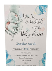10 x Personalised Elephant Baby Shower Invitations Greeting Card, Multicolour
