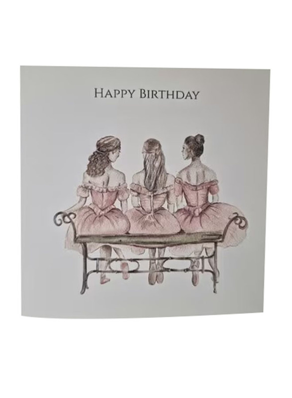 Three Ballerina Birthday Greeting Card, Multicolour