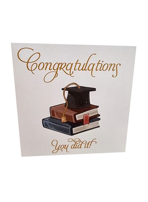 

Generic Congratulations You Did It! Cap and Books Greeting Card, Multicolour