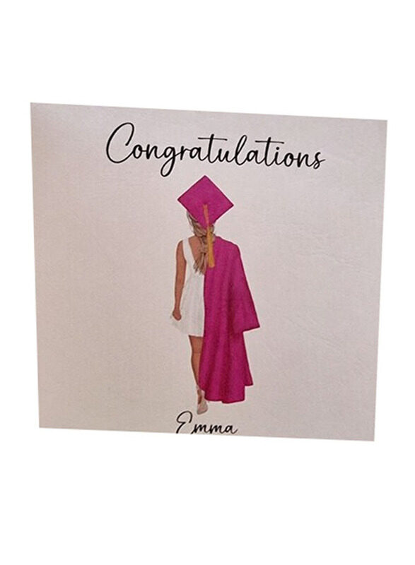 

Generic Graduation Gown Greeting Card, Pink/White