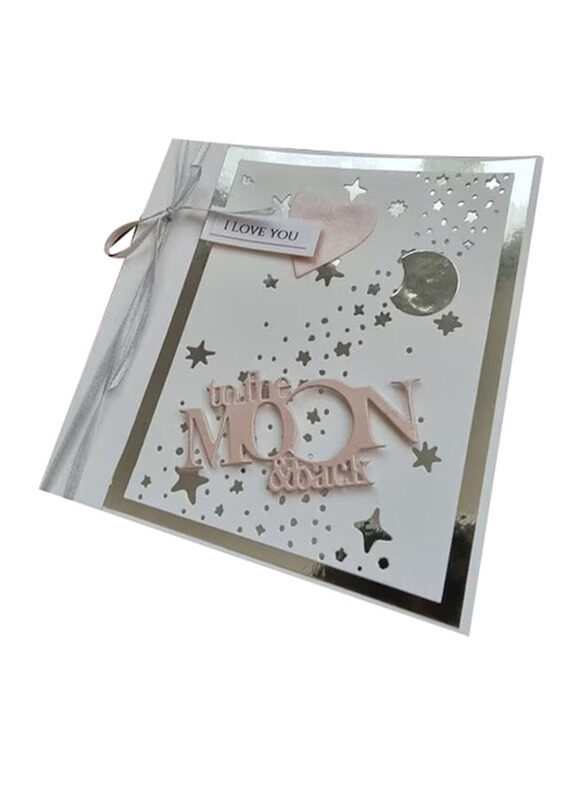 

Generic 'To The Moon and Back' Greeting Card, Pink/Silver