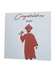 Boy Gown Graduation Greeting Card, Red/White