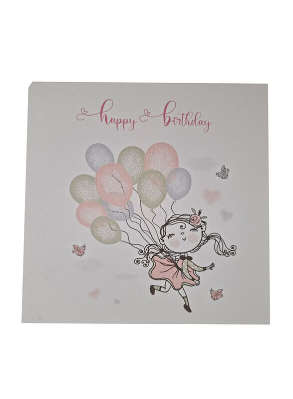 

Generic Girl with Balloons Happy Birthday Greeting Card, Multicolour