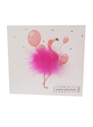Fluffy Flamingo Party Birthday Greeting Card, Multicolour