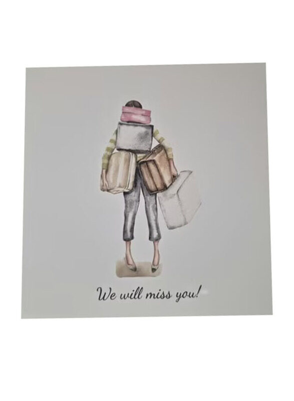 

Generic We Will Miss You! With Lady And A Bunch of Suitcases Greeting Card, Multicolour