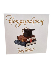 Congratulations You Did It! Cap and Books Greeting Card, Multicolour