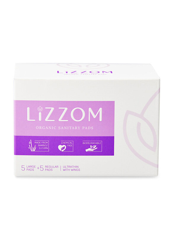 

Lizzom Organic Ultra Thin Mix Size Sanitary Pads With Wings, 10 Pads