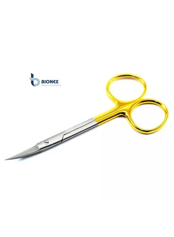Bionex Iris Curved Sharp Sharp Points Surgical Excel 4.5 inch Scissors, Silver/Gold
