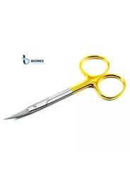 Bionex Iris Curved Sharp Sharp Points Surgical Excel 4.5 inch Scissors, Silver/Gold