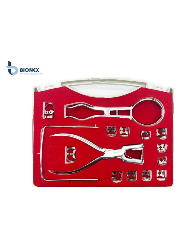 Bionex Dental Rubber Dam Clamp Surgical Instruments Kit, Silver